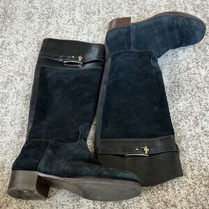 Tory Burch Jenna Black 40mm Suede Riding Boot 7